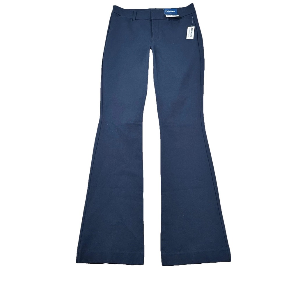 Old Navy Pants Womens 4‎ High Rise Pixie Flare Trouser Navy Blue Career Preppy
